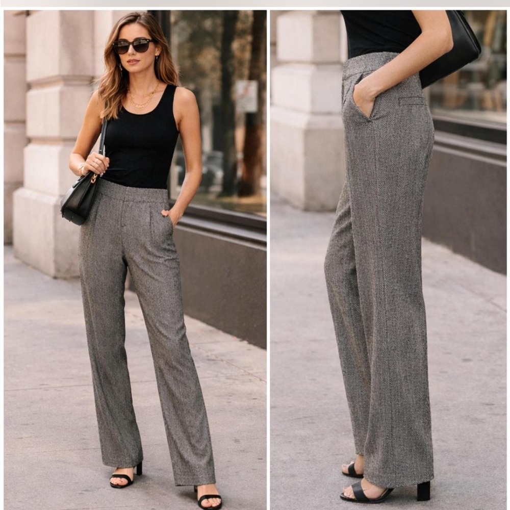 Alice + Olivia Gray and Striped Grey Dress Pants Size 6